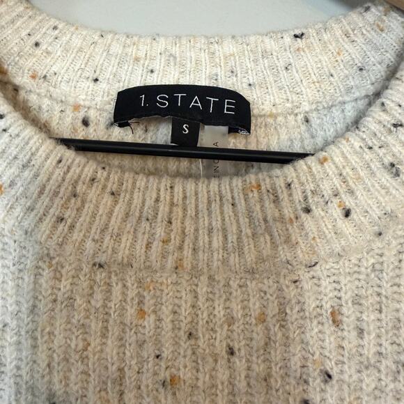 1.STATE Colorblock Puff Sleeve Donegal Knit Sweater - Size Small - NWT - Picture 4 of 9